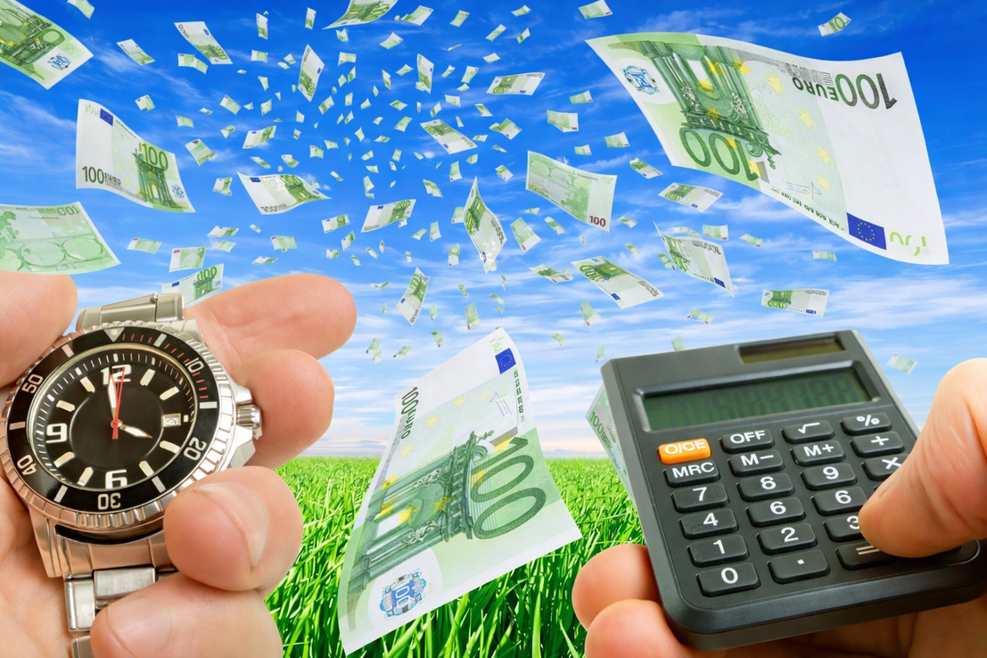 Calculadora y moneda euro